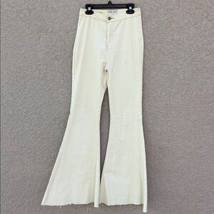 Blank Paige Cream Flare Jeans - High Waist Wide Leg